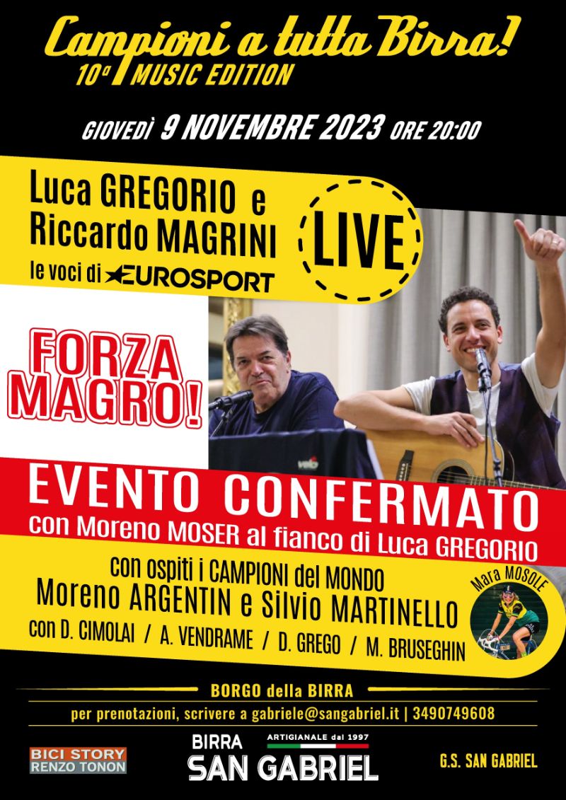 Campioni a tutta birra Music Edition Magrini e Gregorio locandina Campioni a tutta birra Music Edition 9 novembre 2023 San Gabriel