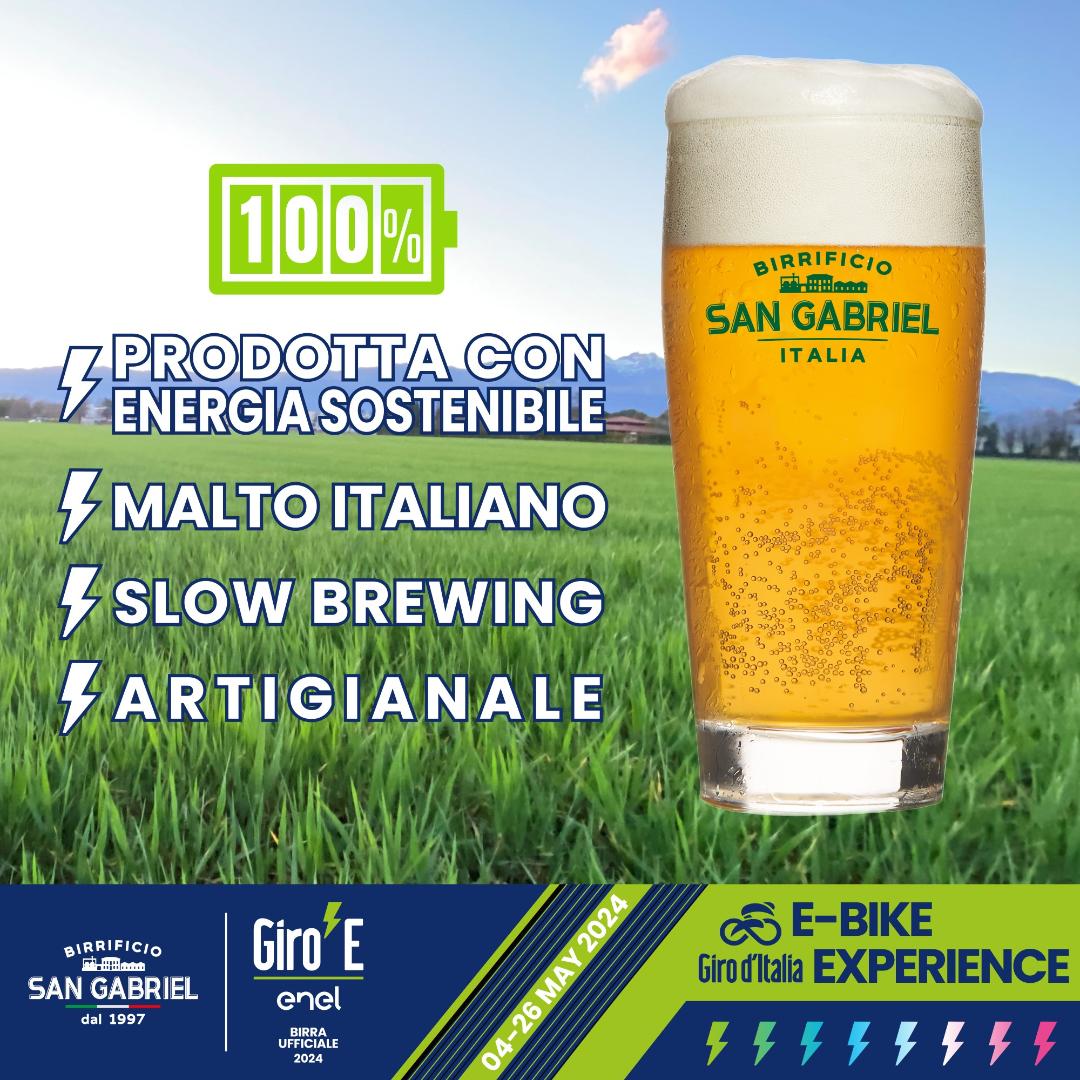 San Gabriel Giro-E 2024 San Gabriel è la birra ufficiale del Giro-E 2024 di ciclismo.